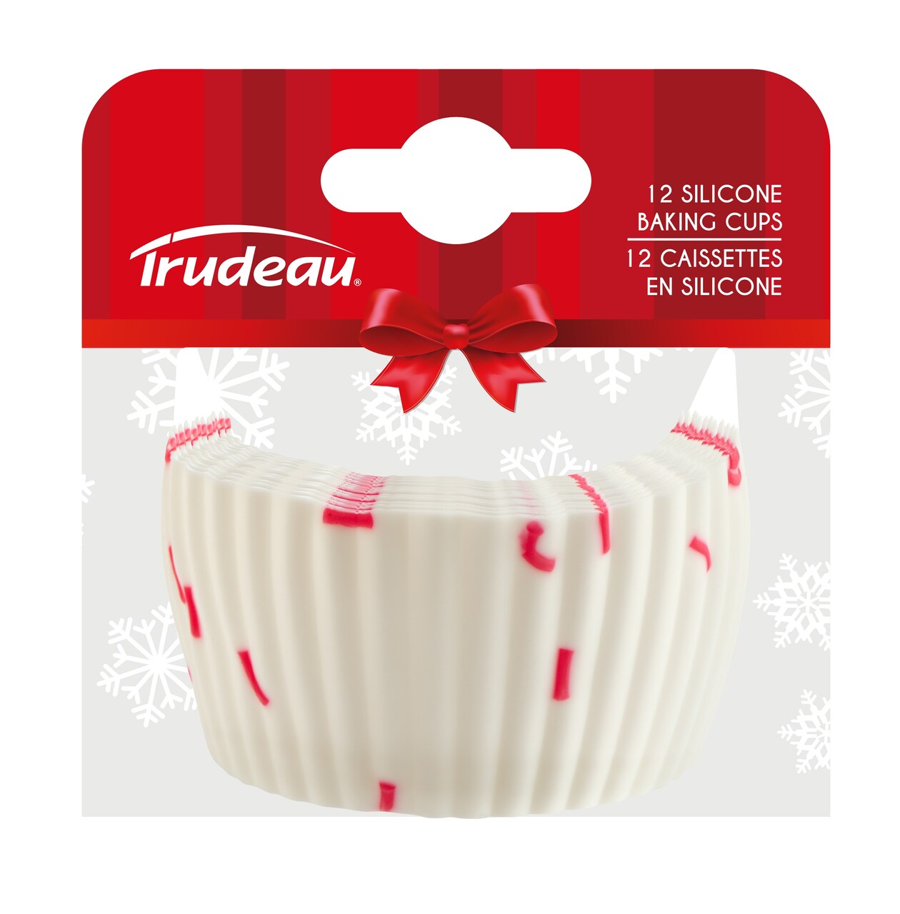 Trudeau Silicone Baking Cups-Confetti, White/Red